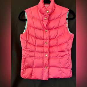 Lily Pulitzer Isabella Flamingo Pink Down Vest Size XS, Like new!